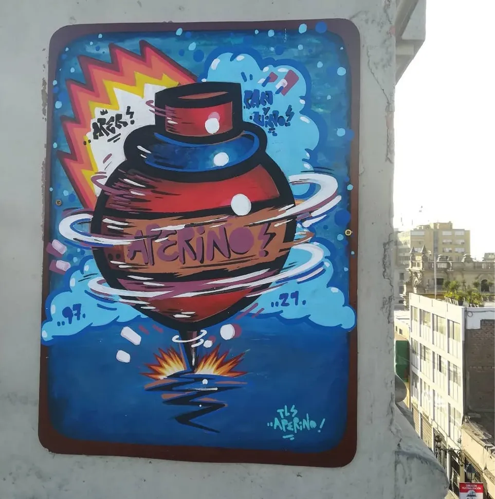 Aperino, mural en el centro de Lima, 2021.