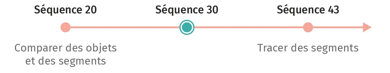 Schéma linéaire: comparaison d'objets (étape 20), étape intermédiaire (30), tracé de segments (43).