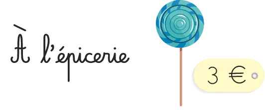 Illustration : sucette spirale bleue à 3 €