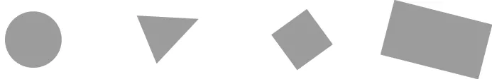 Illustration : cercle, triangle, carré et rectangle gris.
