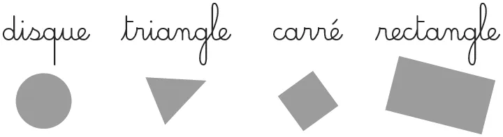 Illustration : cercle, triangle, carré et rectangle gris