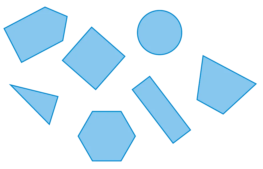 Illustration : formes géométriques bleues sur fond vert.