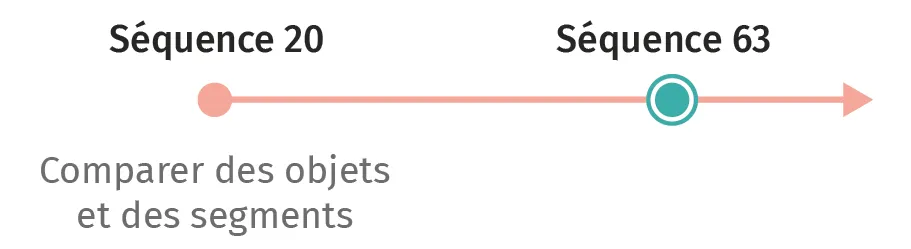 Graphique: progression séquence 20 à 63, comparaison objets et segments.
