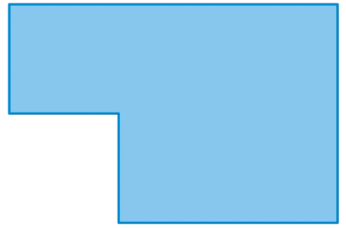 Diagramme : forme géométrique bleue en L sur fond vert.