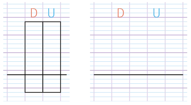 Diagramme: rectangle divisé, transformation géométrique sur grille. Illustration de découpe et déplacement.