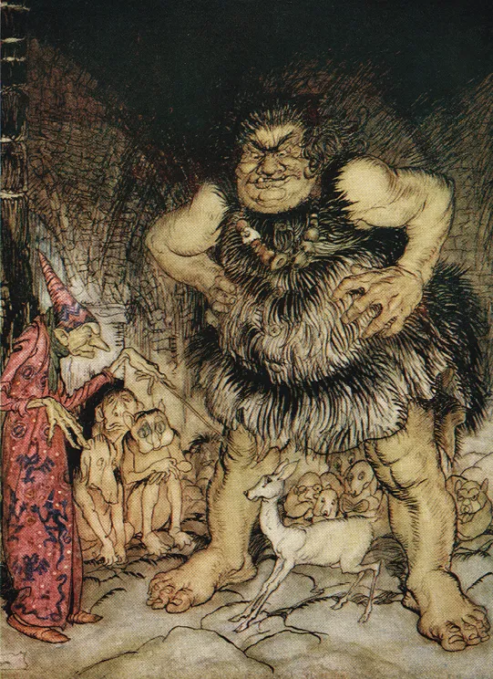 Arthur Rackham, illustration pour <i>Jack le tueur de géant</i>, 1927.