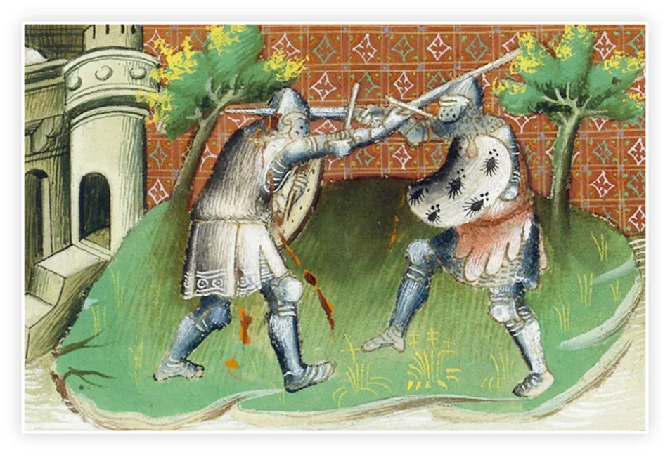 Miniature pour Roman de Brut de Robert Wace, vers 1401-1500.