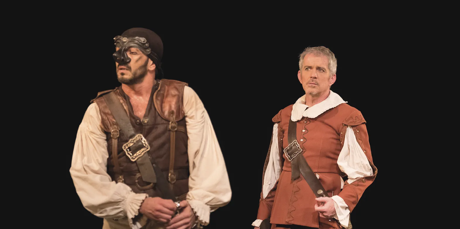 Mise en scène de Jean-Philippe Daguerre, spectacle du Grenier de Babouchka, 2018, avec Stéphane Dauch (Cyrano) et Yves Roux (Le Bret).
