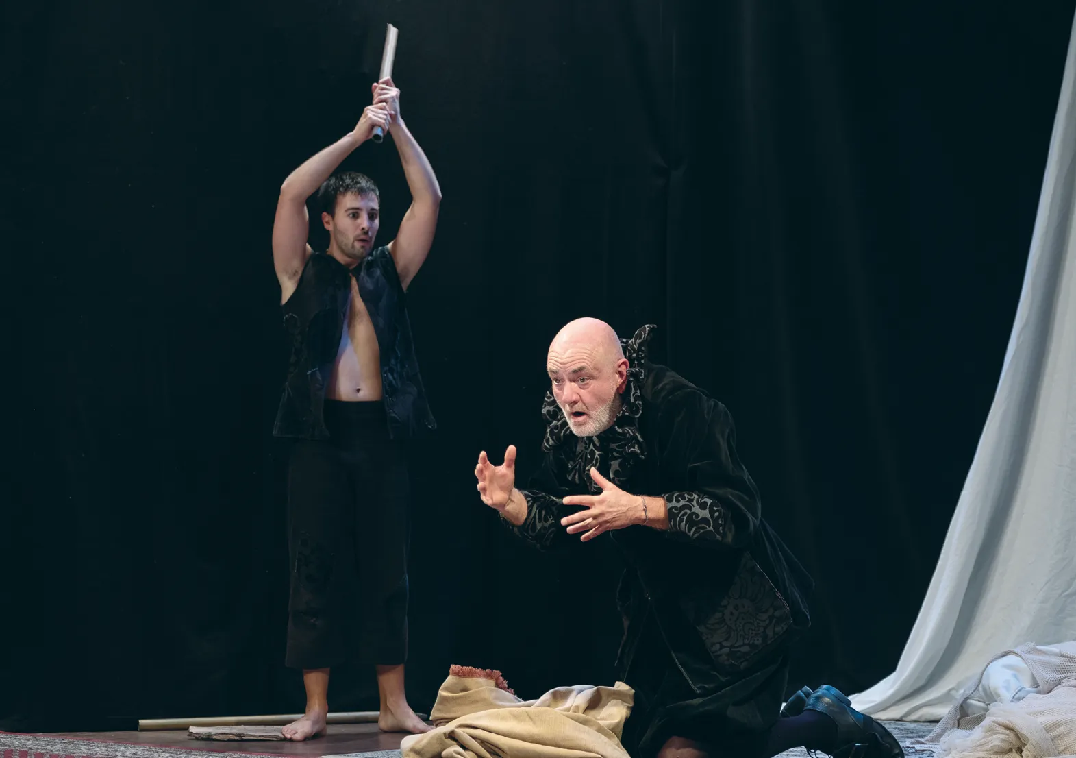 Mise en scène de Jean-Philippe Daguerre, création du Grenier de Babouchka,
au Théâtre Saint-Georges, Paris, 2019, avec Geoffrey Palisse (Scapin) et Patrick
Clausse (Géronte).