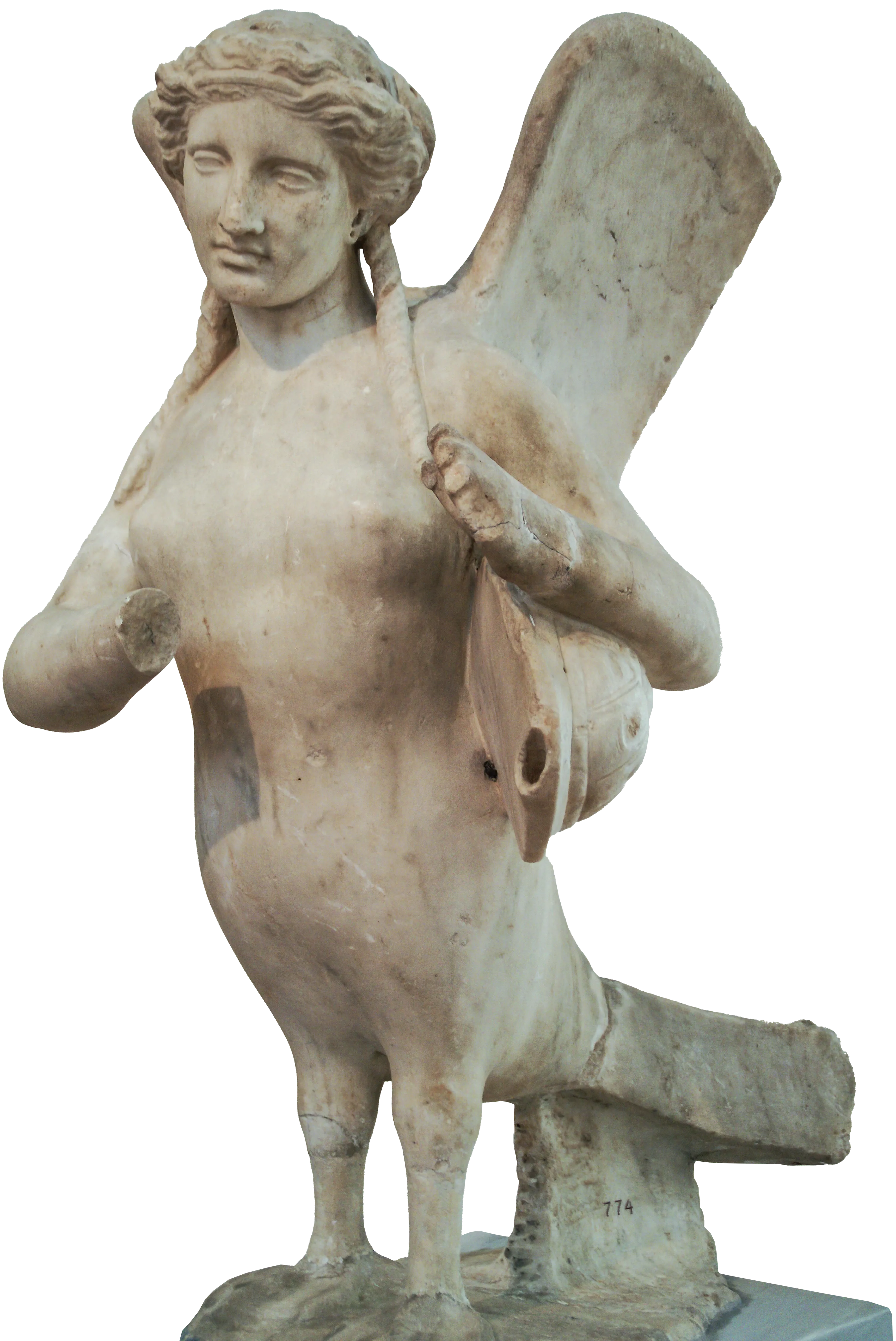 Sirène, 370 av. J.-C., sculpture, musée archéologique national d'Athènes, Grèce.