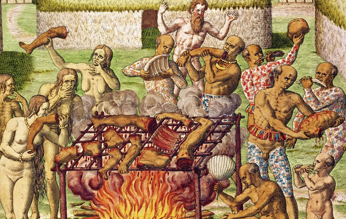 Théodore de Bry, Scène de cannibalisme, 1592,
