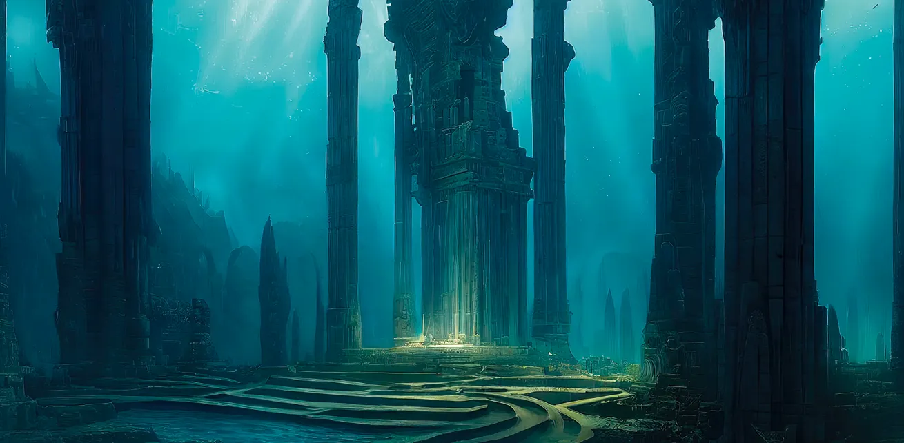 Illustration
de l'Atlantis, la ville sousmarine
perdue