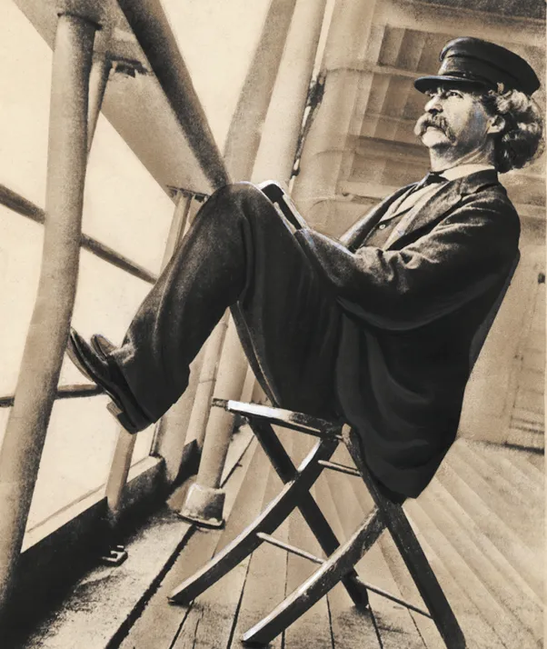 Mark Twain sur le pont d'un bateau, 15 mars 1901.