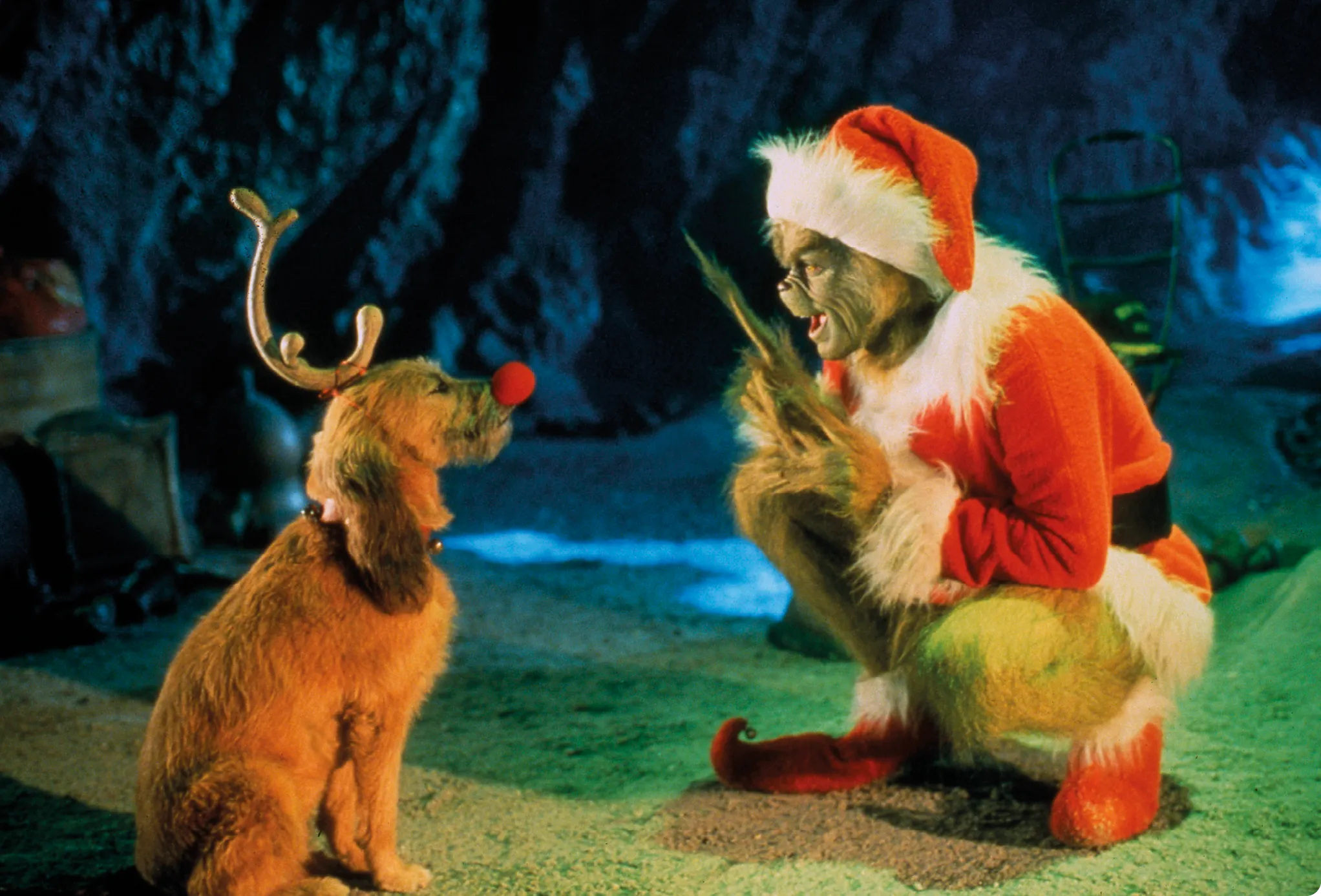 grinch greeting his dog (image from the movie)