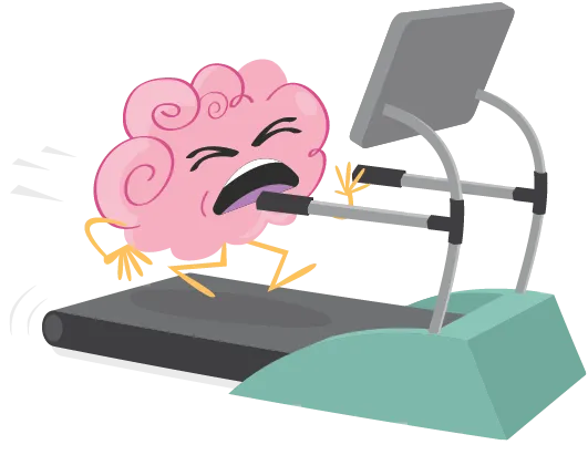 Cerveau faisant de l'exercice sur un tapis roulant.