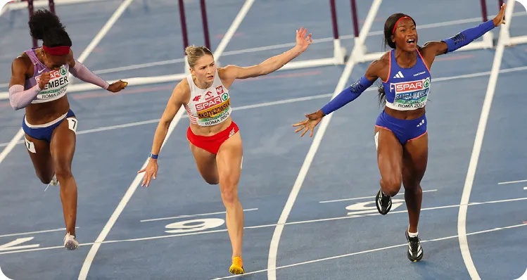 Rome, Italie, 8.06.2024: Cyréna SAMBA-MAYELA remporte la médaille d'or de 100m Hurdles, finale