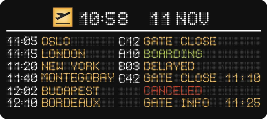 Tableau des départs d'avion