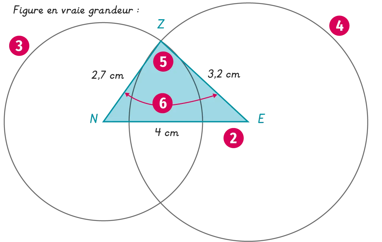 Le triangle NEZ et les cercles