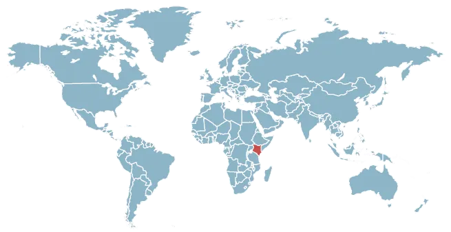 Carte du Monde avec Kenya mis en évidence