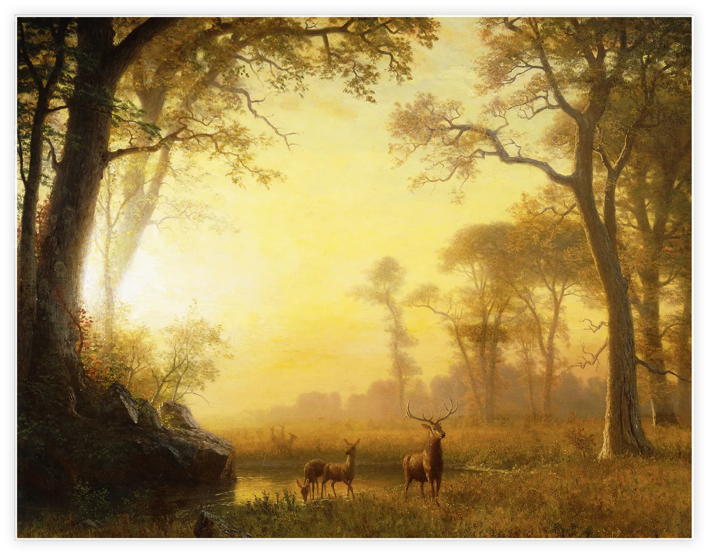 Albert Bierstadt, Lumière dans la forêt, XIX siècle, huile sur toile, collection privée. 