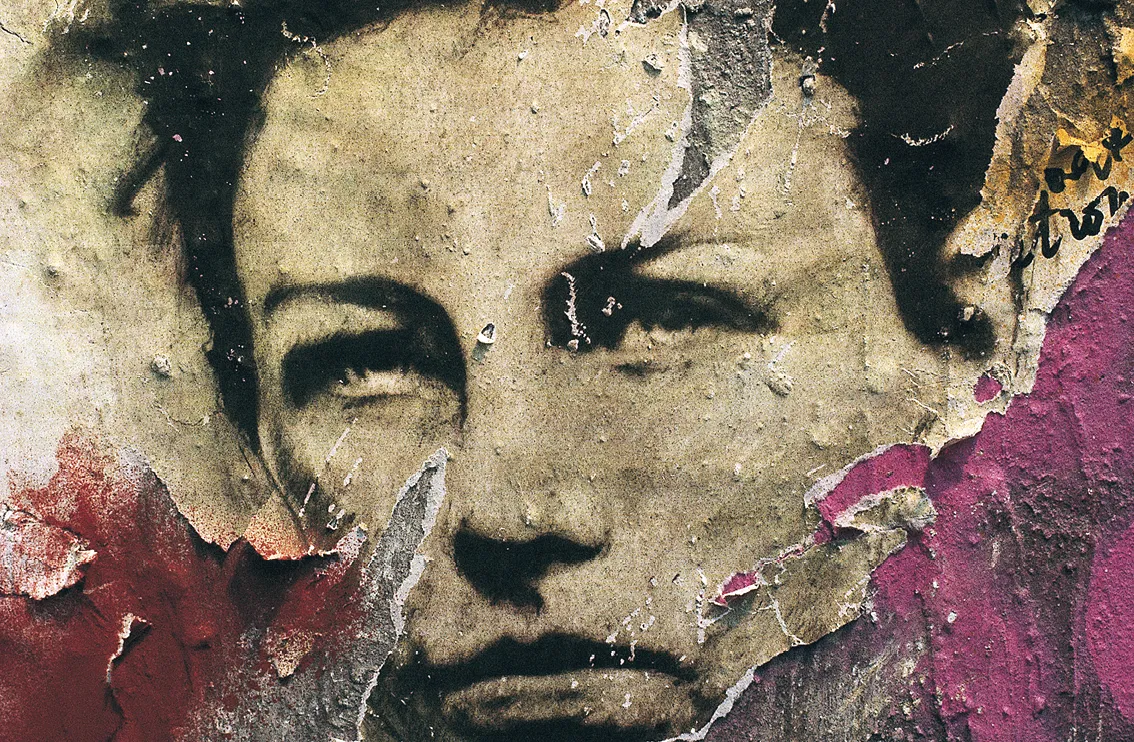 Ernest Pignon-Ernest, Rimbaud, collage sérigraphié dans Paris (détail), 1978.