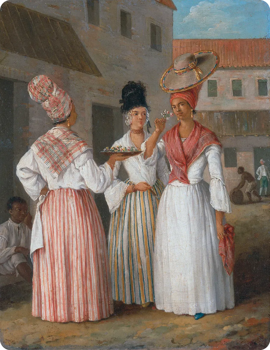 Agostino Brunias, A West Indian Flower Girl and Two Other Free Women of Color, ca. 1769.
