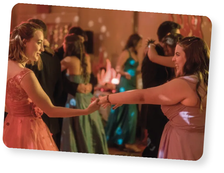 Prom scene from Lady Bird, film by Greta Gerwig, 2017.