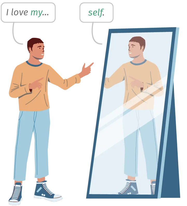 infog d'homme devant un mirroir