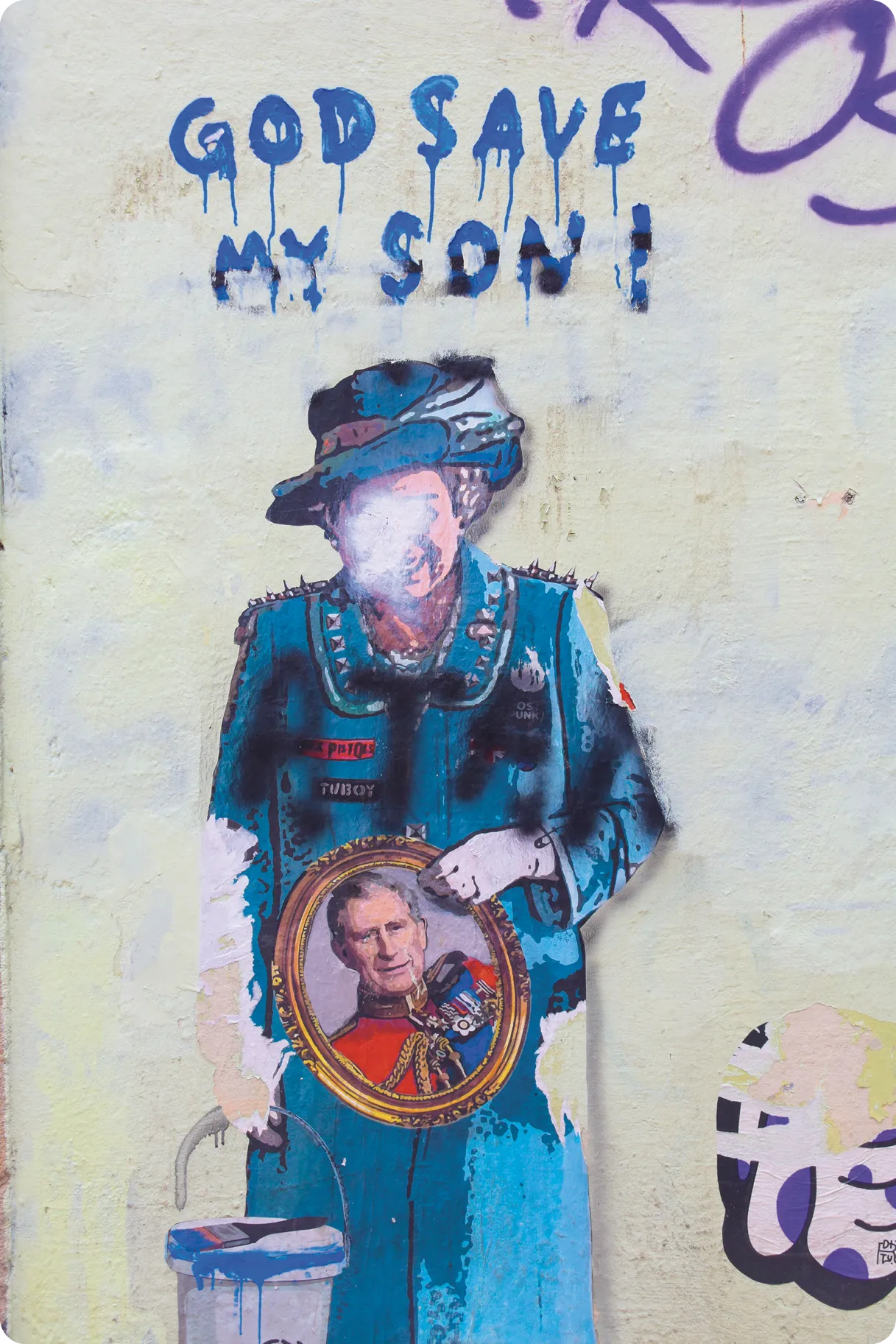 Mural of Queen Elizabeth II in Bristol, by TVBoy, 2024.