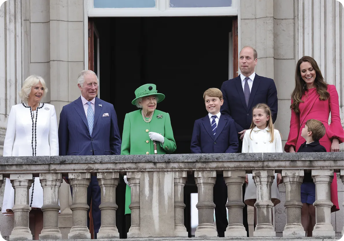 The Royal Family during Queen Elizabeth II Jubilee, 2022.
