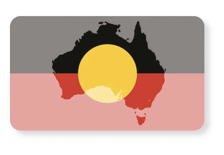 The aboriginal flag with the map
of Australia in the background.
