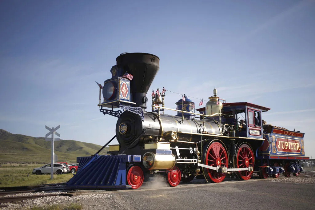Steam locomotive during a celebration of the 150th anniversary of the completion of the transcontinental railroad, 2019.