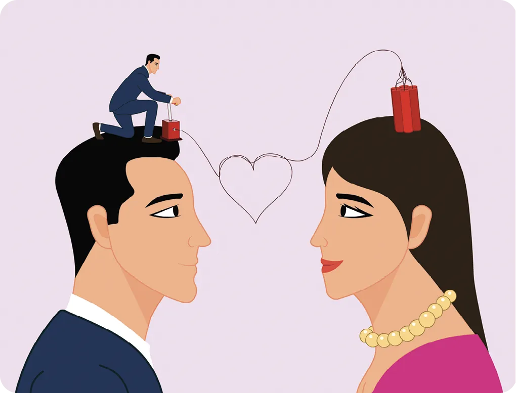 Schéma d'une intrigue de romance enemies-to-lovers.