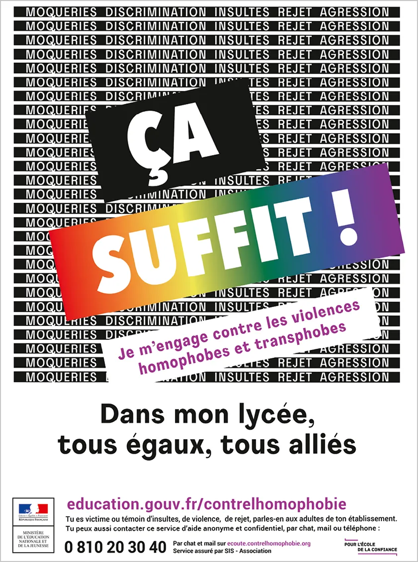 Affiche pour une compagne 'Lutter contre l'homophobie et la transphobie à l'école' 