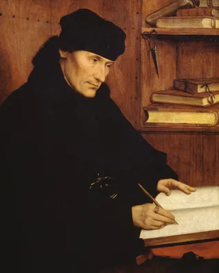 Quentin Mestys, Portrait d'Érasme, 1517, huile sur toile,
galerie nationale d'Art ancien, Rome, Italie.