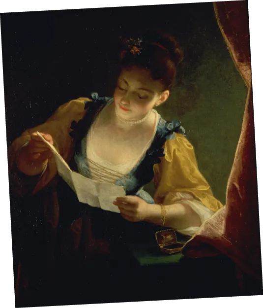 Jean Raoux, Jeune femme lisant une lettre, XVIIIe siècle, huile sur toile, musée du Louvre, Paris.