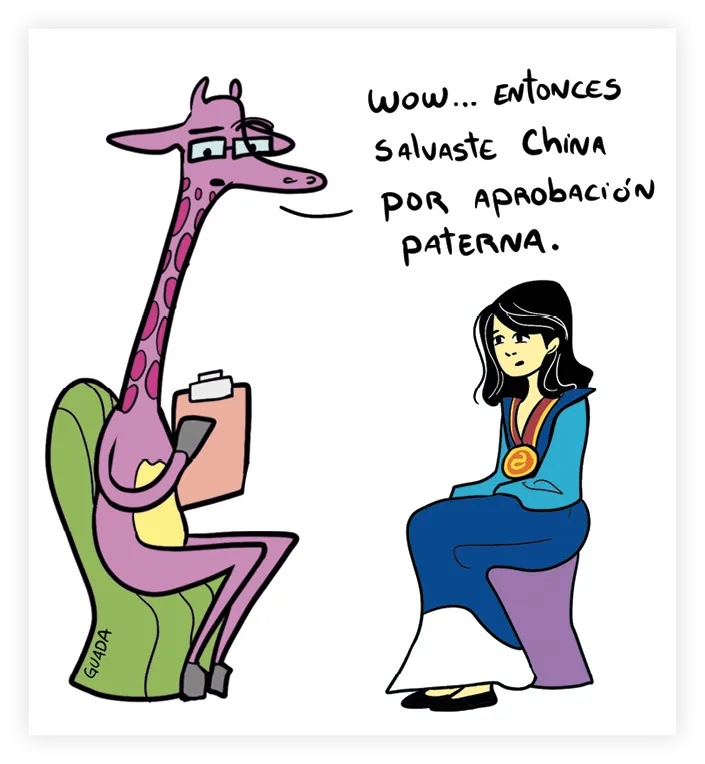 Un personnage de dessin animé ressemblant à une girafe dans un fauteuil parle à des princesses Disney dans une série d'images