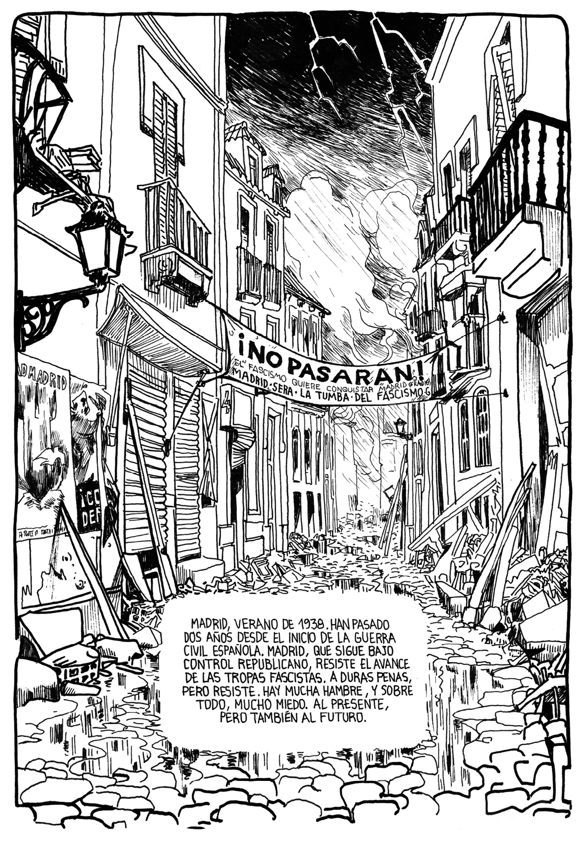 Une rue à Madrid durant l'été 1938