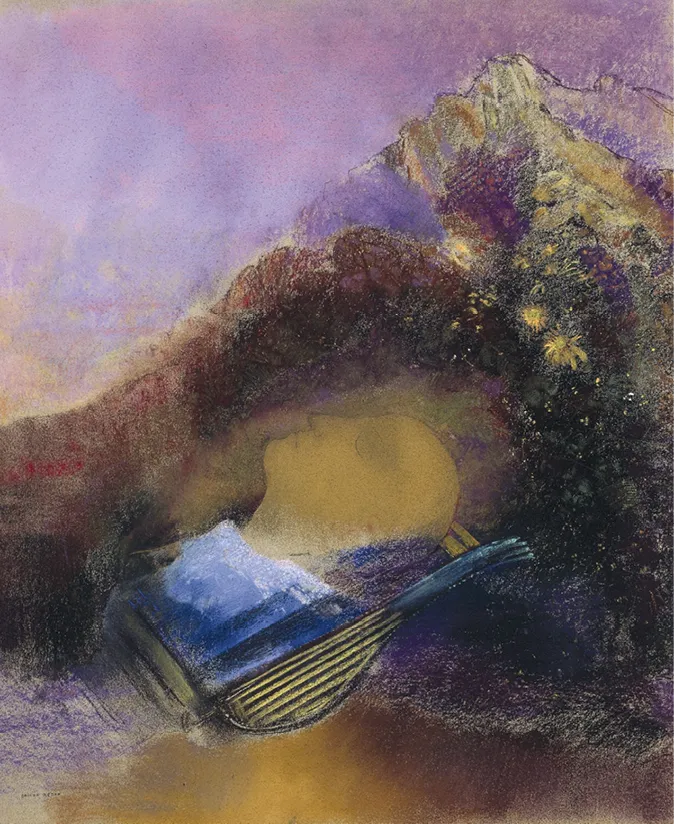 Odilon Redon, Orphée, 1914,
pastel sur papier, 28 × 22 cm, musée
d'Art de Cleveland.