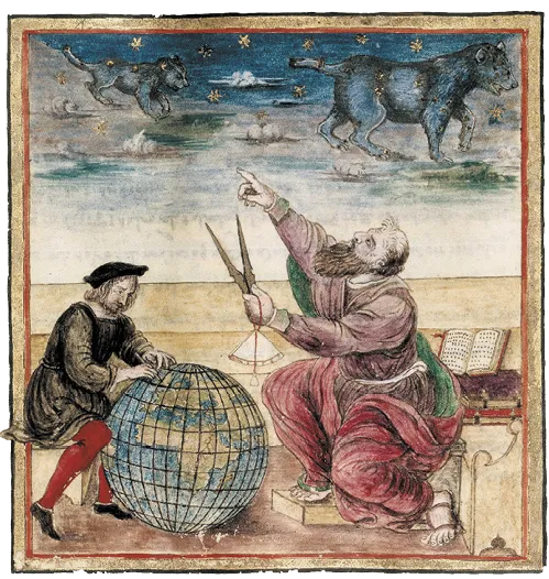 Claude Ptolémée et le géographe, miniature dans Géographie de
Claude Ptomélée, XVe siècle, BnF, Paris.