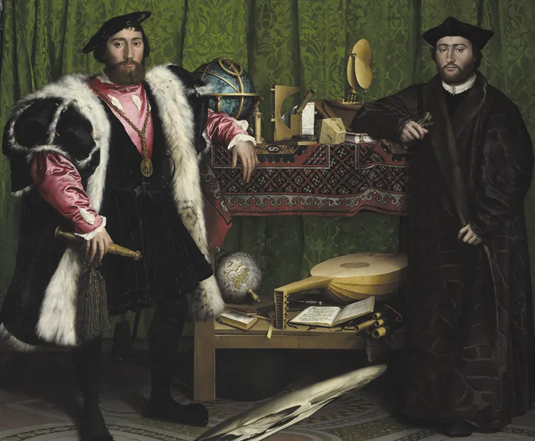 Hans Holbein, Les Ambassadeurs, 1533, huile sur toile, National Gallery, Londres, Angleterre.