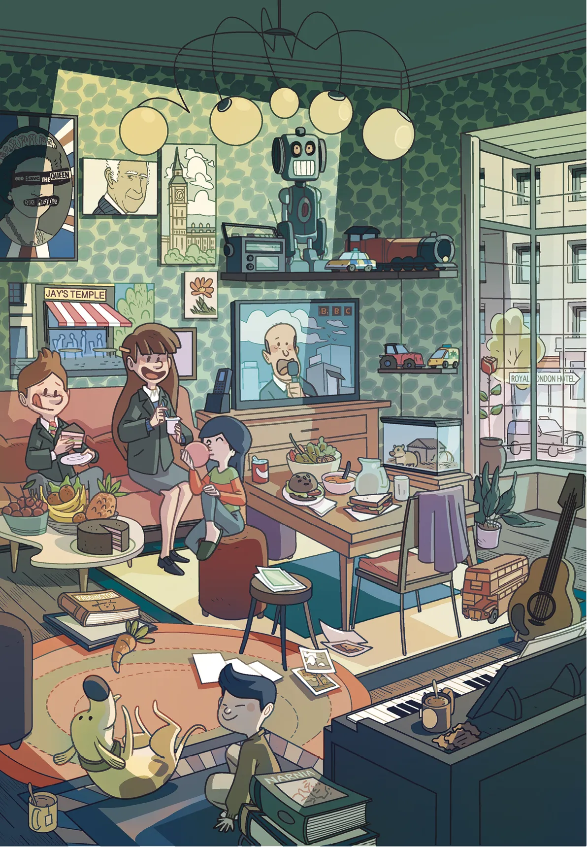 Une image d'une ville avec différents endroits numérotés.