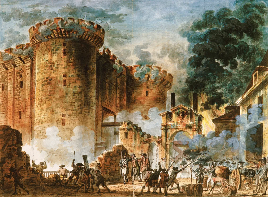 Jean-Pierre Houel, La Prise de la Bastille, XVIIIe siècle, huile sur toile, musée Carnavalet, Paris.