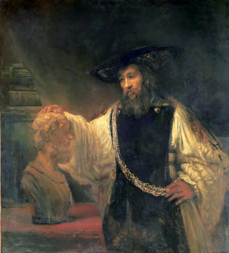 Rembrandt, Aristote contemplant le buste d'Homère, 1653, huile sur toile, Metropolitan Museum of Art, New York, États-Unis.