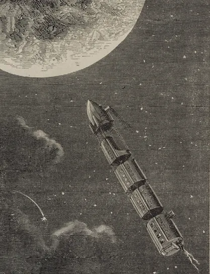 Stéphane Pannemaker, illustration pour De la Terre à la Lune de Jules Verne, 1906.