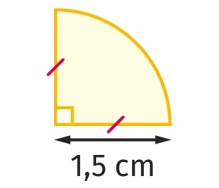 Quart de cercle de rayon 1,5 cm