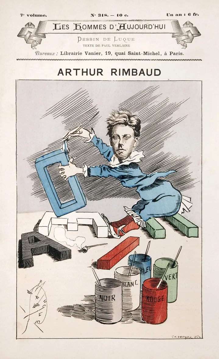 Manuel Luque, caricature
de Rimbaud dans la revue
Les Hommes d'aujourd'hui,
janvier 1888.