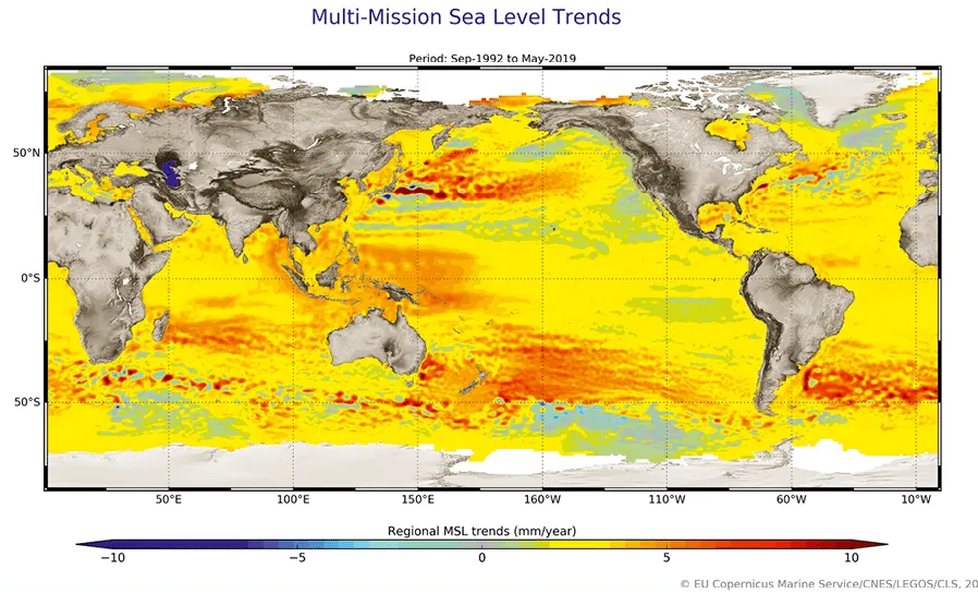 Chapitre 13 - Exercice 30 - Cartographie du niveau d'élévation des océans