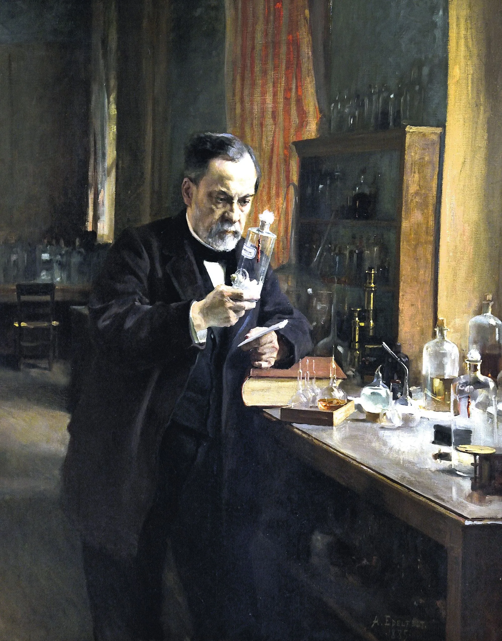 Louis Pasteur découvrant le principe du vaccin par accident.