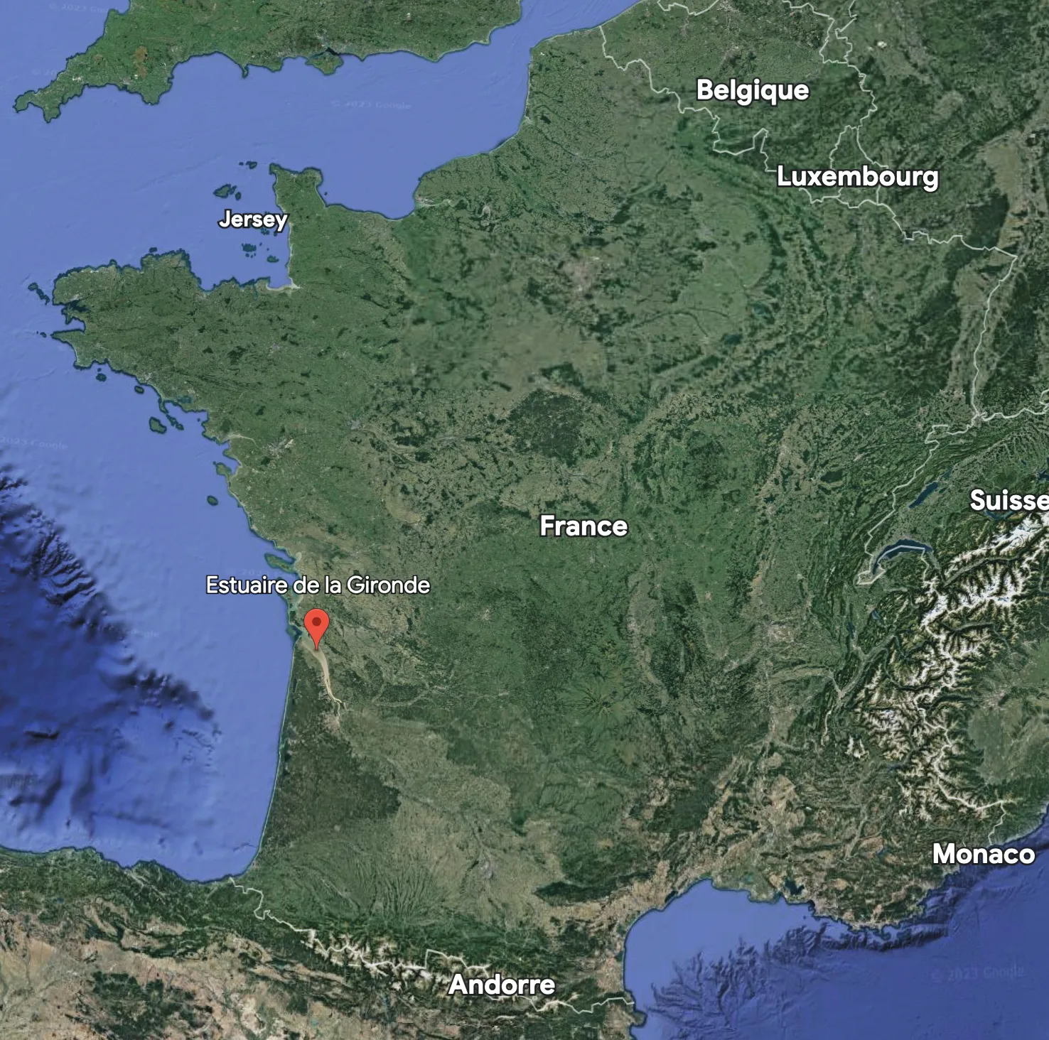 Localisation de l'estuaire de la Gironde